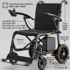 28-Lb Carbon Fiber Foldable Electric Wheelchair-28-Mile Range