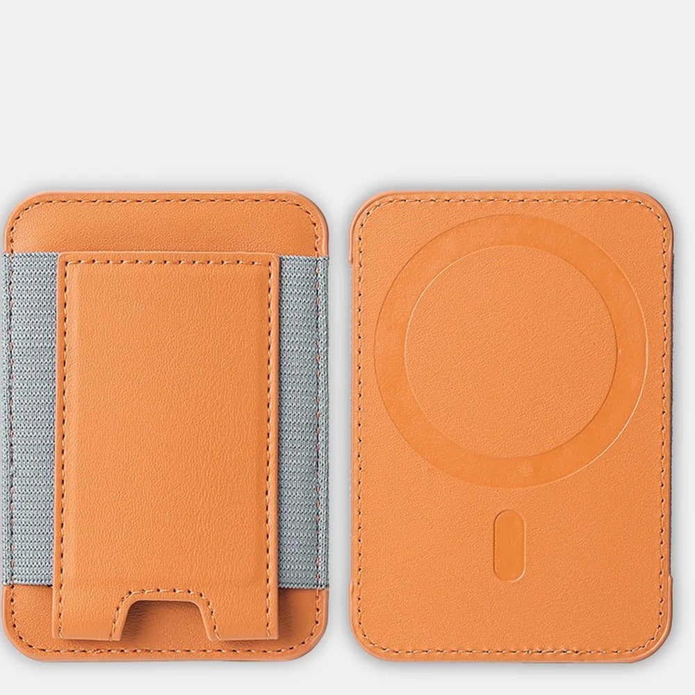 For Magsafe Card Holder Wallet Elastic Leather Pattern Case For iPhone 16 15 12 13 14 17Pro Max S25 Ultra Magnet Phone Bag Cover