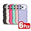 6 Pcs Wavy Edge Solid Color Soft Touch Shockproof Phone Cases, Minimalist Stylish Protective Covers Compatible with iPhone 12,13,14,15,16,17 Pro Max/Plus/Air