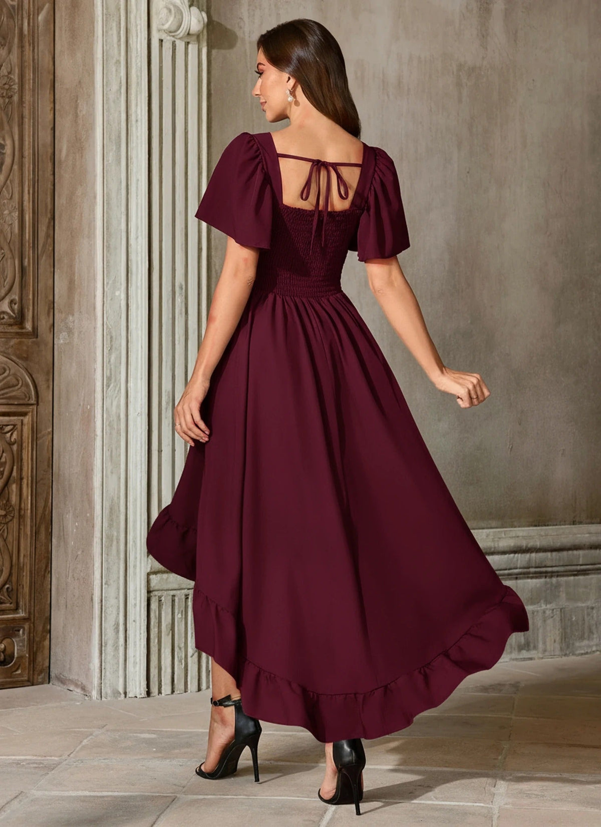 Women Renaissance Dress Cottagecore High Low Fashion Costume Dress