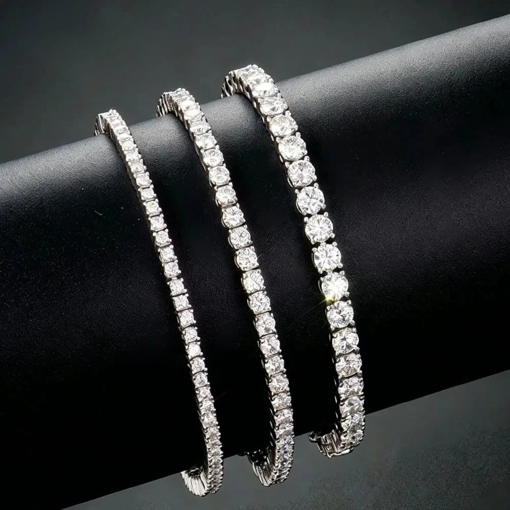 Junsun 3mm to 6.5mm D Color VVS1 Moissanite Tennis Bracelet for Women Men S925 Sterling Silver Fine Jewelry for Wife Husband