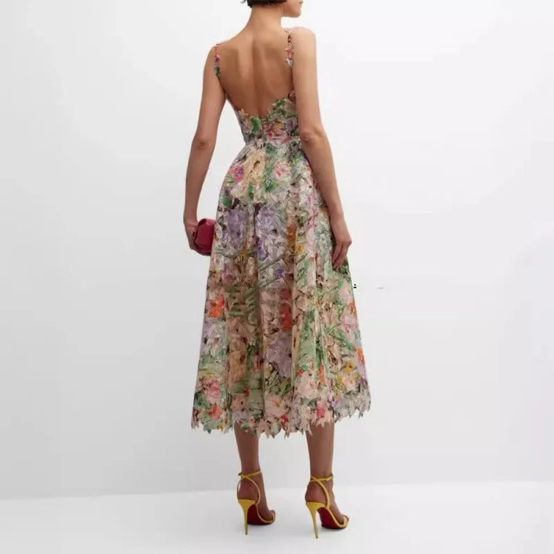 Australia Z Brand 2026 New Sexy Suspender Colorful Embroidered Lace Long Skirt Dress