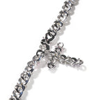 Colorful Flower Cuban Chain Full Paved Iced Out Bling Cubic Zirconia Cross Charms Baguette CZ Cuban Chain HipHop Jewelry