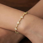 Rrjzz Round D-Color 3mm 2.5mm 2mm Full Moissanite Clover Lucky Bracelet Four Leaf Flower Beaded Bracelet for Women Jewelry Gifts